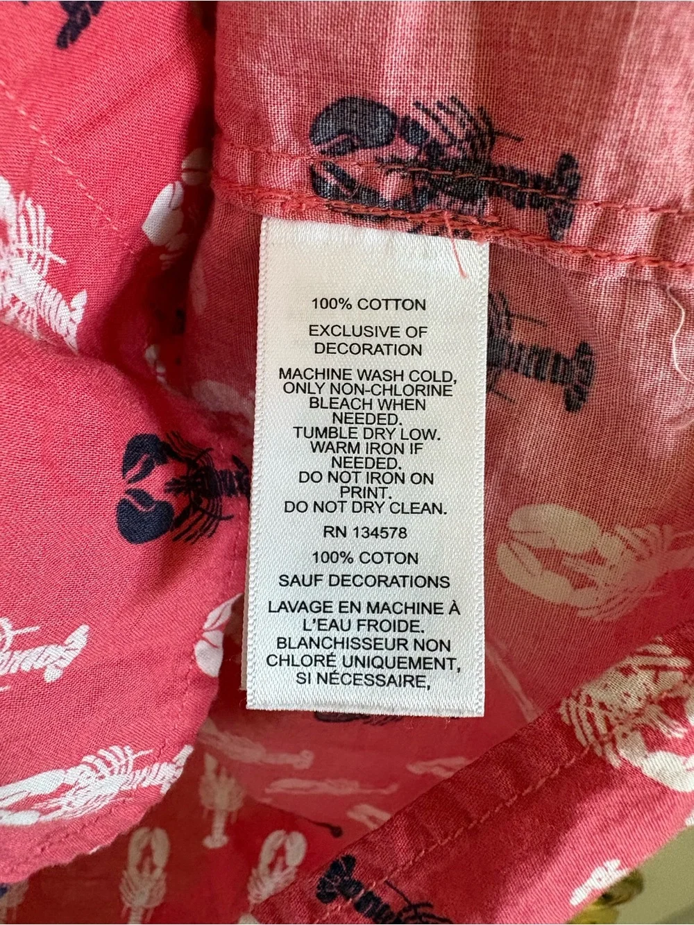 Boy’s Vineyard‎ Vines Pink Short-Sleeve Lobster Print Cotton Shirt Large